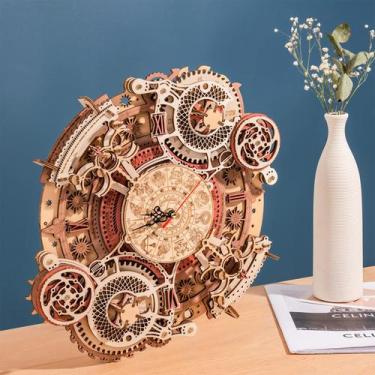 Imagem de Relógio Steampunk de madeira modelo ROBOTIME 3D Puzzle para adultos