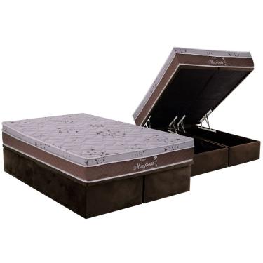 Imagem de Cama Box Baú King: Colchão Molas Probel MasterPocket Ensacadas Maxifoam + Base CRC Suede Brown(193x203)