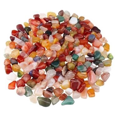 Imagem de 400 g cascalho para aquário seixos naturais pedras trituradas polidas a granel formato irregular suculentas enchimento de vaso de peixes decorativo - colorido