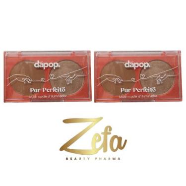 Imagem de Kit 02 Paleta Duo Blush Matte E Iluminador Cor A - Dapop