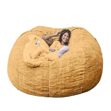 Imagem de Capa de sofá tipo pufe lavável, capa para cadeira, cama e sofá grandes, espreguiçadeira de pele sintética para sala de estar, decoração (sem enchimento)(Yellow,5ft)