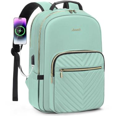 Imagem de Mochila para laptop LOVEVOOK para mulheres 15,6" impermeável verde