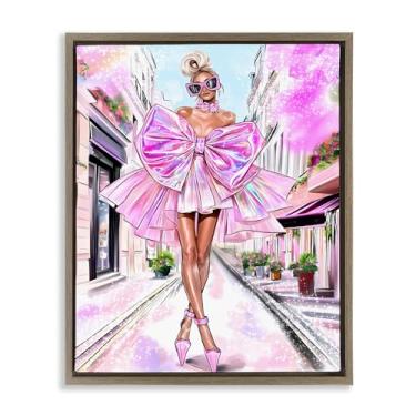 Imagem de Stupell Industries Fashionista in Big City Marrom Emoldurado Tela Flutuante Design de Parede por Jess Stempel, 53 x 43 cm