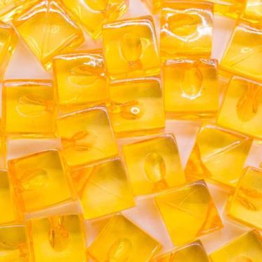 Imagem de Pingente Botão Cubo Acrílico Laranja Transparente 14mm 10pçs 36g - Mac