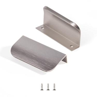 Imagem de sunlithor Puxadores de dedo de borda para armários puxadores de gaveta de cozinha de perfil baixo armário de banheiro móveis de alumínio pacote de níquel escovado moderno 30 cm fácil instalação