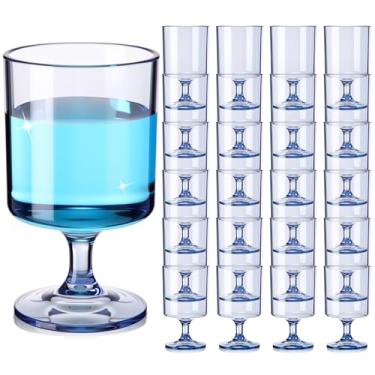 Imagem de Singhoow Pacote com 48 taças de vinho acrílicas de 227 g a granel para casamento com haste curta para festa copo de plástico colorido vintage milkshake cordial fofo coquetel bebida água para bares