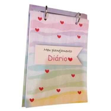 Imagem de Mini fichário caderno argolado Planner Diário capa pvc 2 argolas 80 folhas tamanho A5 vertical