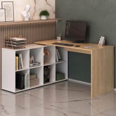 Imagem de Escritório Completo Nero Carvalho/Branco - Artany Móveis