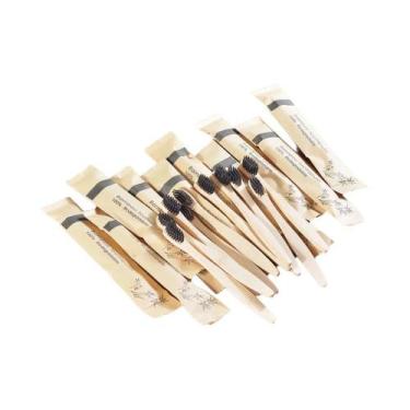 Imagem de Escova De Dentes Infantil De Bambu Com Cerdas Macias, Pacote Com 10, L