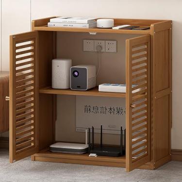 Imagem de GODNOEI Caixa de armazenamento para roteador WiFi com prateleira ajustável, grande 68 x 10,6 x 67,3 cm, roteador de armário WiFi, filtro de linha e organizador de gerenciamento de cabos para casa e