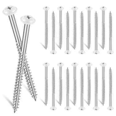 Imagem de Jetec 24 peças de prendedores de obturador de vinil, parafusos pintados de 7,6 cm para venezianas de vinil, parafusos metálicos de aço inoxidável para janelas externas, madeira (branco)