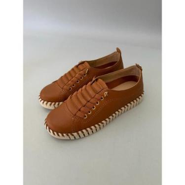 Imagem de Tênis Feminino Bottero Twister Couro Burnish 354304, 35, Caramelo