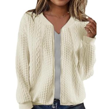 Imagem de Suéter Cardigan WROLEM com capuz com zíper para mulheres