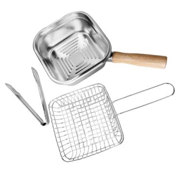 Imagem de Fxzqgnh Mini Fritadeira com Cesto, Panela de aço Inoxidável, Frigideira, Cabo Confortável, Portátil para Caldo, Peixe, Batatas Fritas,