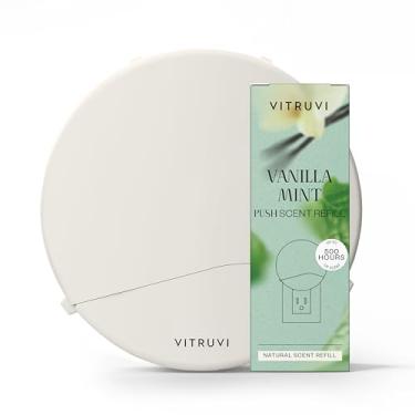 Imagem de Vitruvi Difusor de parede Push Plug-in – Kit para iniciantes com refil de baunilha e menta, feito com ingredientes naturais – Cobre 200 metros quadrados – Perfume de longa duração até 500 horas