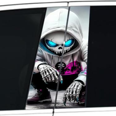 Imagem de Adesivo de terror corporal de carros de Halloween, personagens clássicos de filmes de terror espiando decalque Michae à prova d'água adesivos de vinil assustador para para-choques de carro 28 cm x 48