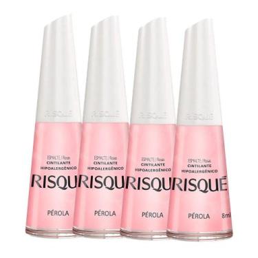 Imagem de Kit 4 Esmalte Risqué Rosas Cintilantes Pérola 8ml