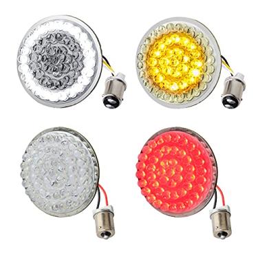 Imagem de NTHREEAUTO 5 cm 1157 sinais de seta LED frontais + 1156 luz de seta traseira compatível com Harley Sportster Dyna Iron 883 Road King Softail Electra Glide Touring