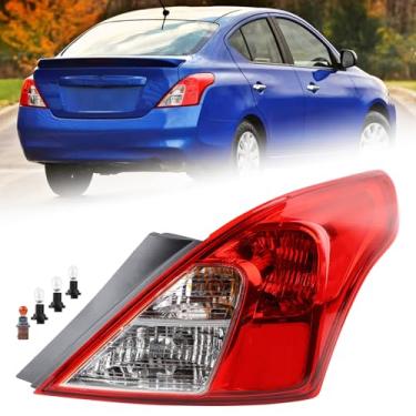 Imagem de KAMDKI Conjunto de luz traseira tipo RH USA com luz traseira lateral adequado para Nissan Versa Sedan 2012-2019 Luzes traseiras do lado direito do passageiro com lâmpadas 265503AN0A NI2801194