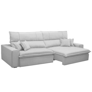 Imagem de Sofá Retrátil Reclinável Para Sala 3 Lugares 210cm Aisha F04 Veludo Cinza Claro - Lyam Decor