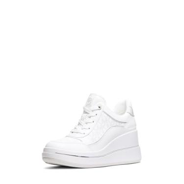 Imagem de Michael Kors Tênis feminino Emmy Wedge Trainer, branco brilhante, 39
