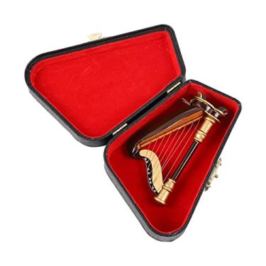 Imagem de TOYANDONA Mini harpa decoração vintage acessório de harpa acessórios em miniatura modelo de harpa decorações de natal brinquedos de decoração de madeira instrumentos musicais mini harpa musical