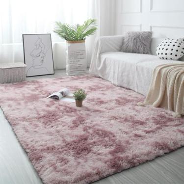 Imagem de Tapete branco fofo para sala de estar, quarto, decoração de casa, tapete grande, grosso, para meninas, quarto infantil, tapete rosa peludo (60 x 160 cm, 23 x 63 polegadas/rosa roxo)