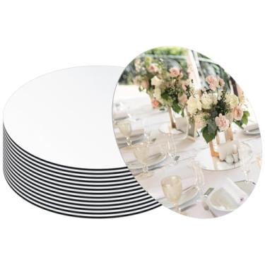 Imagem de Cunnikku Pacote com 13 espelhos redondos para centros de mesa, espelhos redondos de acrílico, bandejas, pratos para centros de mesa, casamento, chá de bebê, festa, Natal, noivado, decoração (25,4 cm)