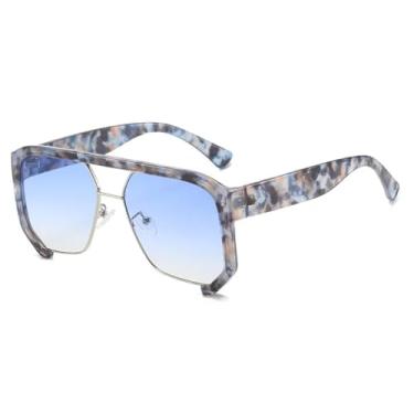 Imagem de JRLLFD Óculos de sol meia armação femininos e masculinos, punk retrô, luxuoso, vintage, UV400, masculino e feminino (cor de pedra)