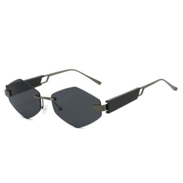 Imagem de HCHES Óculos de sol masculinos sem aro, lentes cortadas, sem armação, de metal, para mulheres (3793-C1)
