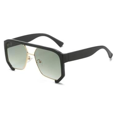 Imagem de JRLLFD Óculos de sol meia armação feminino masculino punk retrô luxo vintage uv400 masculino feminino (preto verde)