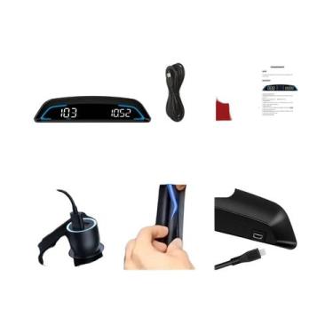 Imagem de Display Digital HUD OBD2 GPS Para Carro Com Velocímetro, Alarme, RPM, 