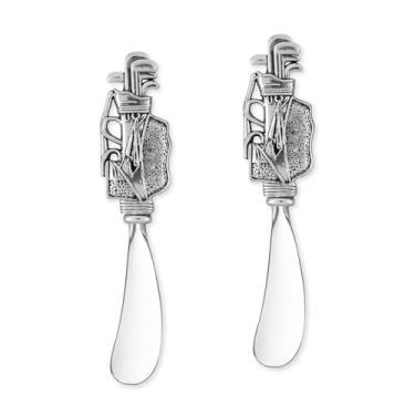 Imagem de Supreme Housewares Conjunto de espalhador de queijo saco de golfe, espalhadores de manteiga de liga de zinco com alças decorativas para queijo, creme e molhos, prata, 12 cm, conjunto de 2