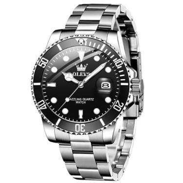 Imagem de OLEVS Relógios masculinos luminosos à prova d'água data semana analógico diamante inoxidável relógio masculino moda negócios preto