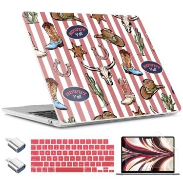 Imagem de TWOLSKOO Compatível com capa M4/M3/M2 MacBook Air 13,5 polegadas 2025 2024 versão 2022 modelo A3240 A3113 A2681, capa rígida de plástico, capa de teclado, adaptador tipo C, protetor de tela, listras