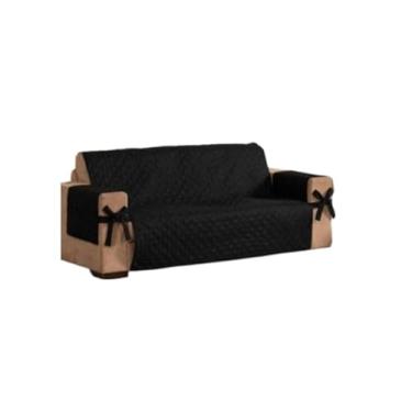 Imagem de Capa Para Sofá 2 E 3 Lugares Com LaçO - Protetor Matelado Com Bolso Integrado, AjustáVel, Para Sala De Estar, FamíLia Com CriançAs E Pets(PRETO)