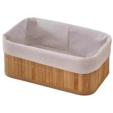 Imagem de Cesto Organizador Desmontável P Forro Tecido Bambu 25cm Marrom-claro