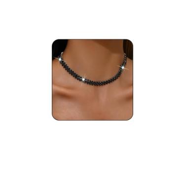 Imagem de PINCHUAN Gargantilha feminina com strass, diamante, prata, gargantilha e brinco, conjunto de joias de formatura para mulheres, prata, gargantilha, joia de noiva, para casamento, formatura, presente