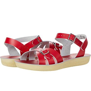 Imagem de Salt Water Sandals Sun-San Boardwalk Sandálias femininas de couro, Vermelho, 5 Big Kid