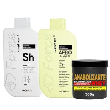 Imagem de Kit Afro Coffee Force 500ml Máscara Antiqueda 300g Liso Força e Nutriç