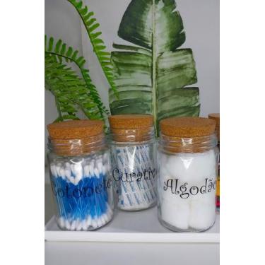 Imagem de Jogo de Potes Vidro Kit Higiene, Algodão, Cotonetes e Curativos - Arte