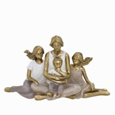 Imagem de Escultura Estatueta Estátua Mãe Solo Três Filhos Menino Meninas Famíli