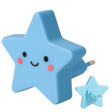 Imagem de Luz de Tomada Estrela LED Infantil – Luminária Noturna Decorativa em Branco, Rosa, Azul e Amarelo (Azul)