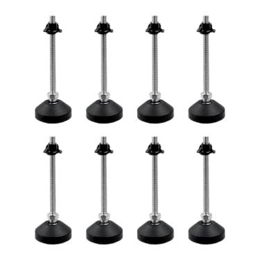 Imagem de Antrader Pés de nivelamento ajustáveis com porca em T, niveladores de móveis de rosca M8, pés de borracha giratórios resistentes para equipamentos mecânicos (D50 x M8 x H100, 8 peças)