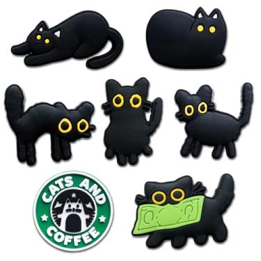 Imagem de Pinguim de gato, cachorro, tartaruga, pinguim, animais de fazenda, sapato, adornos para decoração de sandálias de crocodilo, Gato preto, Small