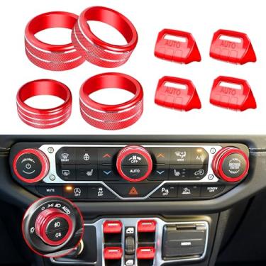 Imagem de 8 peças de capas de botão para acessórios Jeep Wrangler JL JLU 2018-2024 2025 & Gladiator JT 2020-2024 2025 capa de botão de interruptor de janela volume sintonia rádio ar condicionado anéis de tampa