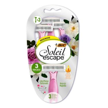 Imagem de Barbeador descartável Soleil Escape Rosa e Magnólia 3uni Bic