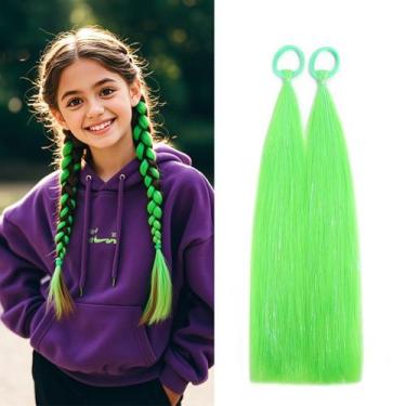 Imagem de Extensões de cabelo verde, rabo de cavalo para meninas e mulheres, ext