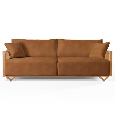 Imagem de Sofá Fixo 3 Lugares Luxo 190cm Arthur Caramelo