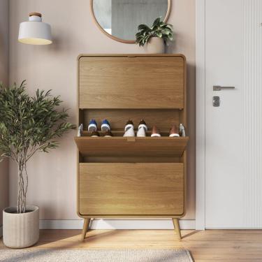 Imagem de Sapateira 3 Portas Basculantes Curve Carvalho Xingu